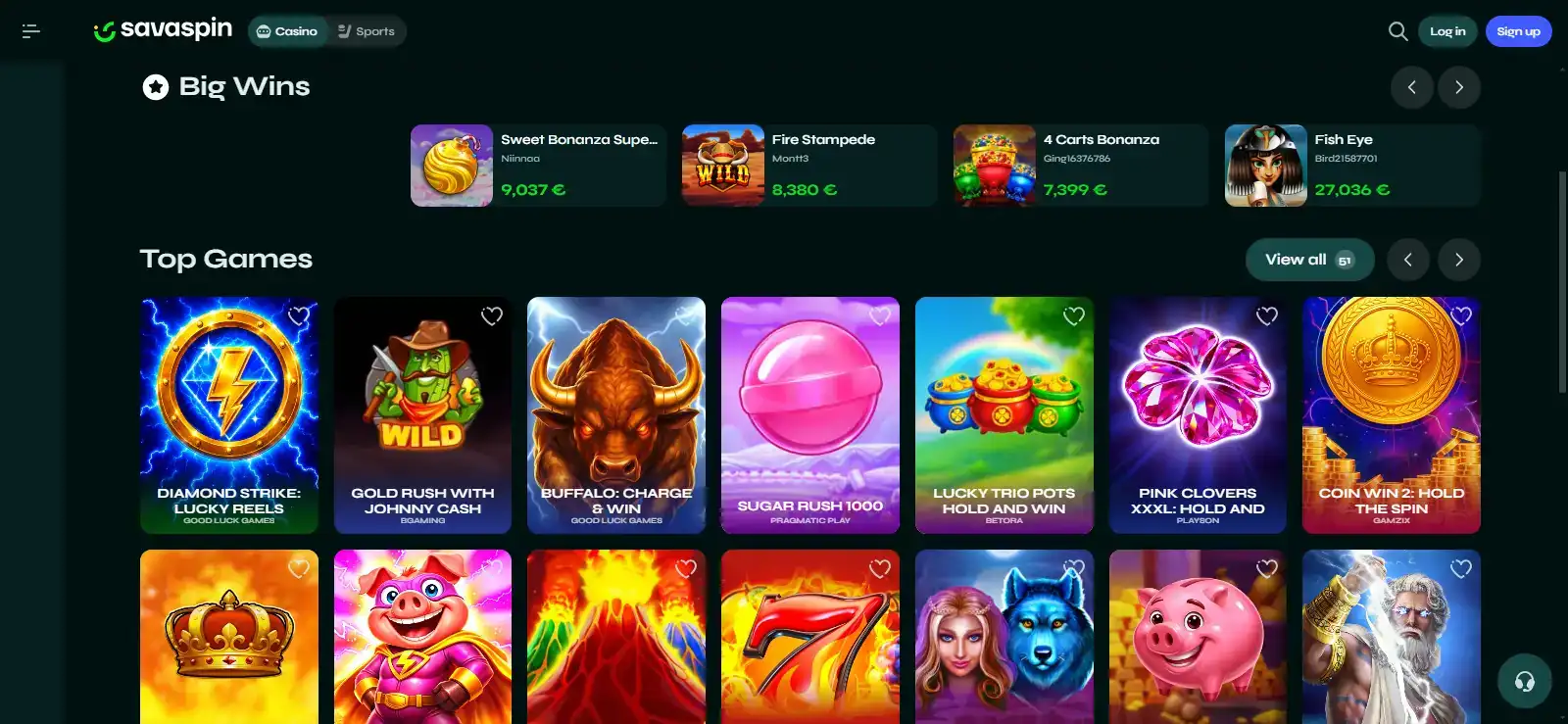Current Savaspin homepage or public casino lobby